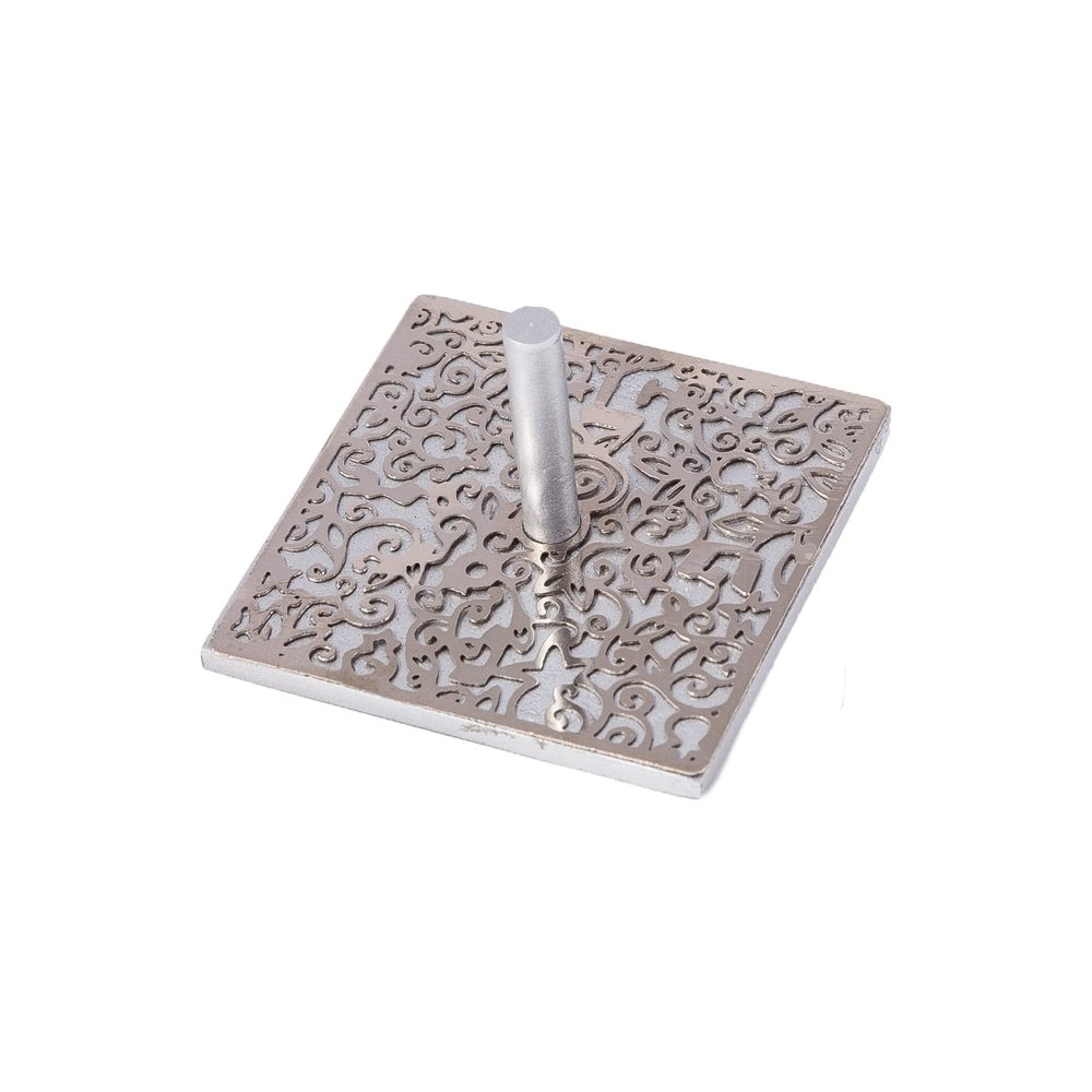 Yair Emanuel Hanukah Dreidel Decorative Flat Anodized Aluminum Cutout Design (Silver)