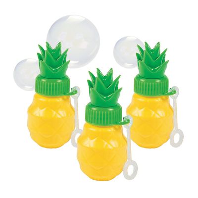 Fun Express Pineapple Bubble Bottles Party Favors for Kids 12 Pack - Mini Bubble Wands Bulk Toys for Goodie Bags Stuffers | Hawaiian Luau Pool Beach Birthday Party Supplies & Classroom Prizes