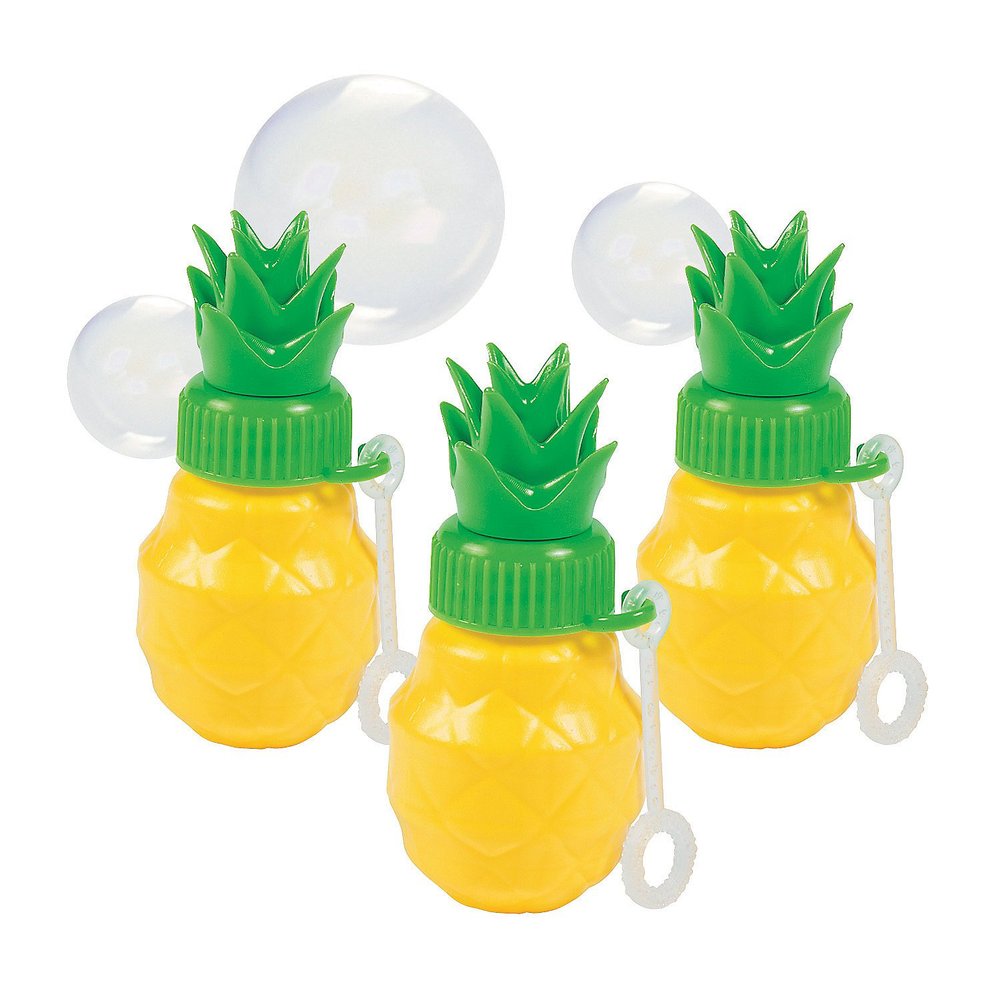 Fun Express Pineapple Bubble Bottles Party Favors for Kids 12 Pack - Mini Bubble Wands Bulk Toys for Goodie Bags Stuffers | Hawaiian Luau Pool Beach Birthday Party Supplies & Classroom Prizes