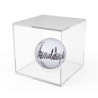 FixtureDisplays 6PK 3.4" Cube Baseball Display Case Golf Ball Showcase with Lift-Off Top, Removable Riser, Clear Acrylic 19387-6PK-NPF