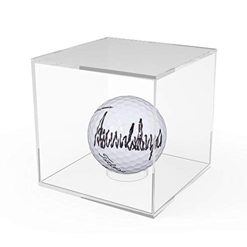 FixtureDisplays 6PK 3.4" Cube Baseball Display Case Golf Ball Showcase with Lift-Off Top, Removable Riser, Clear Acrylic 19387-6PK-NPF