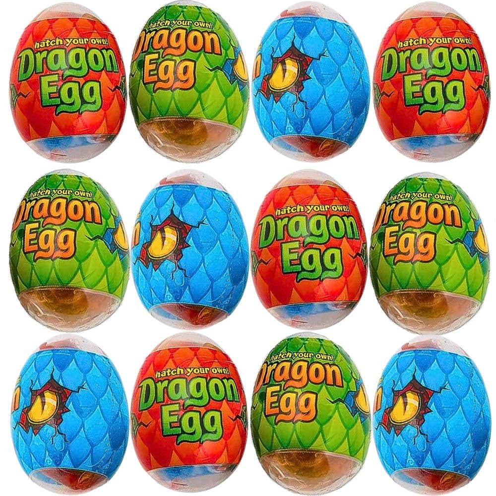 Fun Express Dinosaur in Slime Filled Plastic Eggs - Active Play Toys and Easter Egg Basket Ideas - Birthday Party Favors for Boys - Toddler Boys Egg Hunt Games - Set of 12