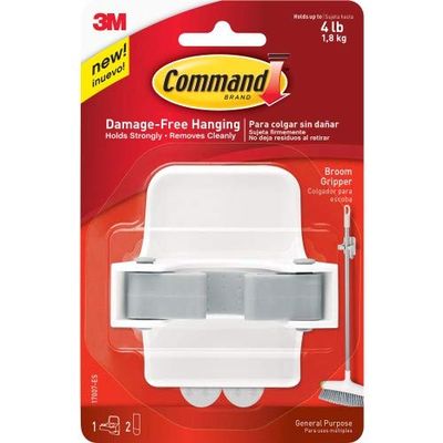 Command Broom Gripper, Clear (Pack of 18)
