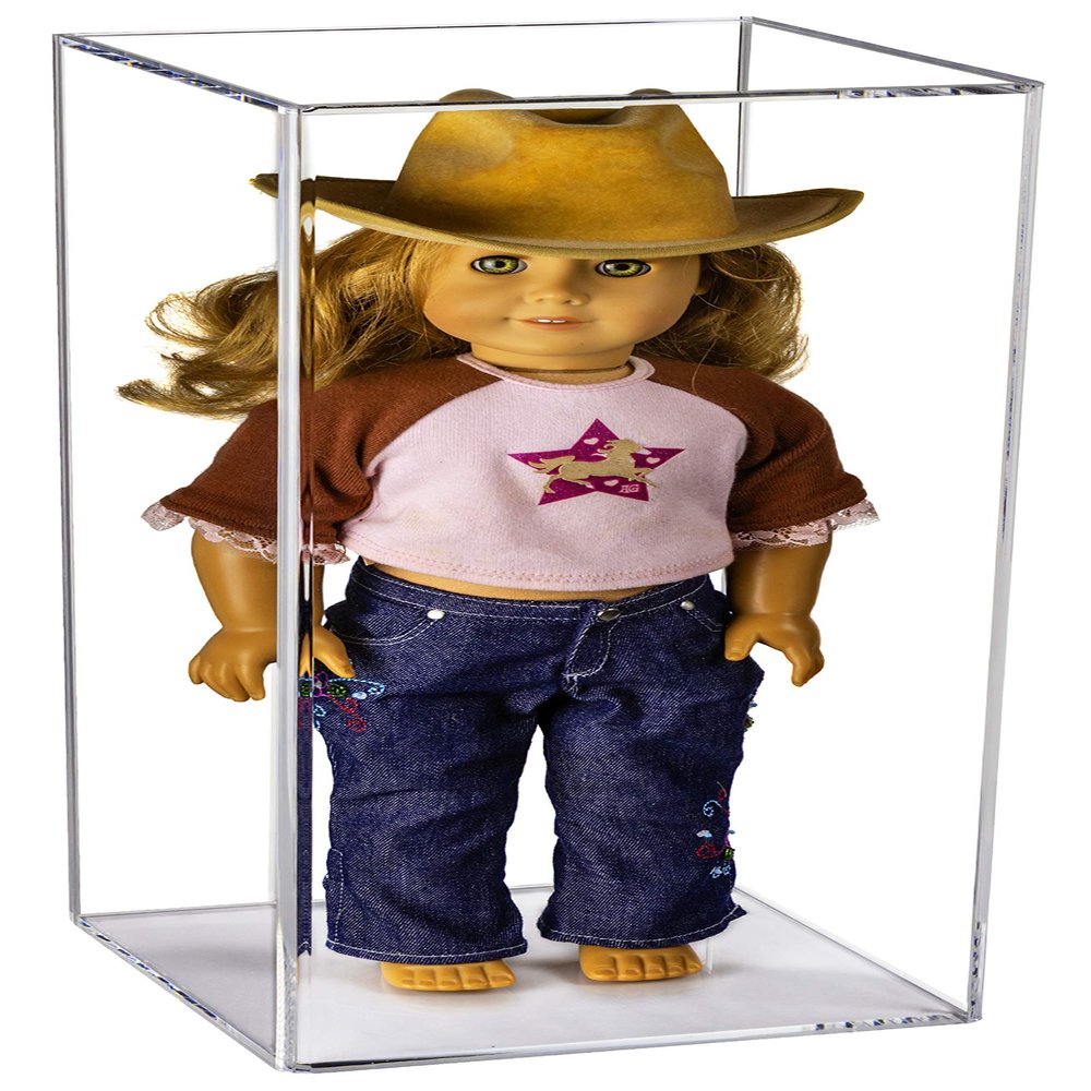 Better Display Cases Clear Acrylic Figure Display Case for Figurine Miniature Doll Bobblehead , Doll Stands Display Box for Figures,DIM:8" L x 8" W x 20" H. (A085A)