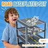 Strictly Briks Building Blocks Road Plates 10" x 10", 4 Pack City Road Classic Baseplates for Highway Bridge, Street, Race Track, Compatible with All Major Brands (2 Straight, 2 Curved, 30 Stackers) view 2