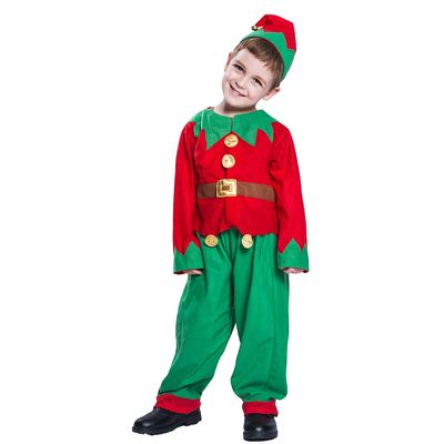 EraSpooky Elf Costume for Kids Boys Christmas Children's Costumes Outfit Set Santa Elf Costume Dress Up Funny Cosplay Party