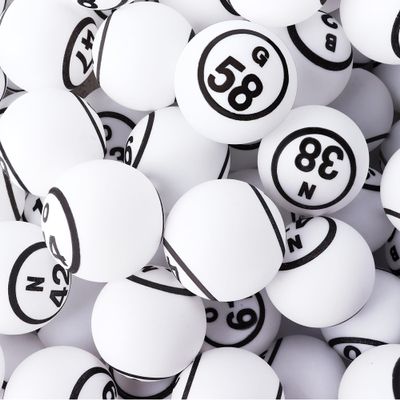 GSE Games & Sports Expert 1.55" White Bingo Balls - Ping Pong Size Balls for Large Bingo Cage, Bingo Calling Balls for Parties, Prize Raffles, Family Game Nights (Double Numbered)