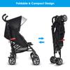 HONEY JOY Baby Lightweight Stroller, Compact Travel Stroller for Airplane, Adjustable Backrest & Canopy, 5-Point Harness, Cup Holder, Storage Basket, Foldable Umbrella Stroller for Toddlers (Black) view 3