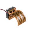 Dilwe Motor Heat Sink RC Accessories, RC Heat Sink with Cooling Fan for 1/10 Scale Electric RC Car 540/550 Motor RC Car Replacement Part(Gold) view 1