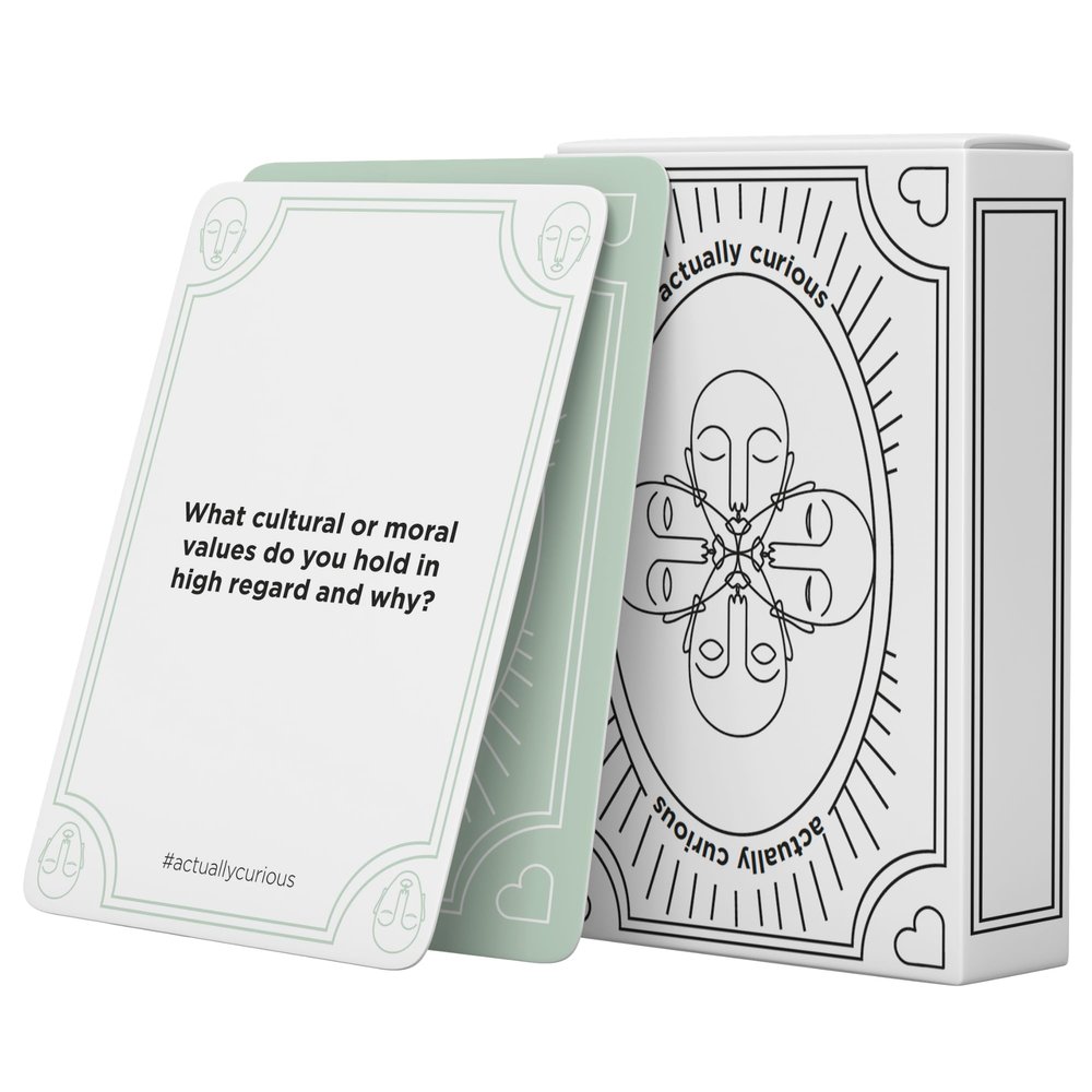 Actually Curious The Original Curiosity Edition - Team Building Games for Work, Activities for Teens, Family Game Night, Conversations with Friends, Couples Gifts - 52 Deep Conversation Cards