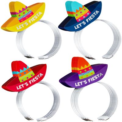 Juvale Sombrero Party Hats for Fiesta Party Supplies & Mexican Birthday Decorations - Taco Balloons & Photo Booth Props - 24-Pack, 3.5" x 5", Multicolor