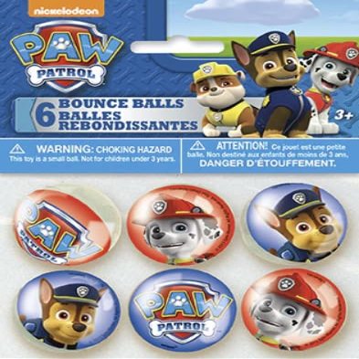 Unique Paw Patrol Bouncy Play Balls, Kids Party Favors, Feature Chase and Marshall, 6 Count (1 Pack, 6 Total Balls)