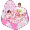 Eocolz Kids Ball Pit Large Pop Up Childrens Ball Pits Tent for Toddlers Playhouse Baby Crawl Playpen with Basketball Hoop and Zipper Storage Bag, 4 Ft/120CM, Balls Not Included (Pink) view 1