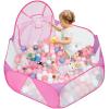Eocolz Kids Ball Pit Large Pop Up Childrens Ball Pits Tent for Toddlers Playhouse Baby Crawl Playpen with Basketball Hoop and Zipper Storage Bag, 4 Ft/120CM, Balls Not Included (Pink) view 3