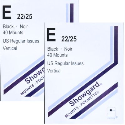 Showgard Stamp Mounts Black Background Precut Size E 22 x 25mm 80 Mounts