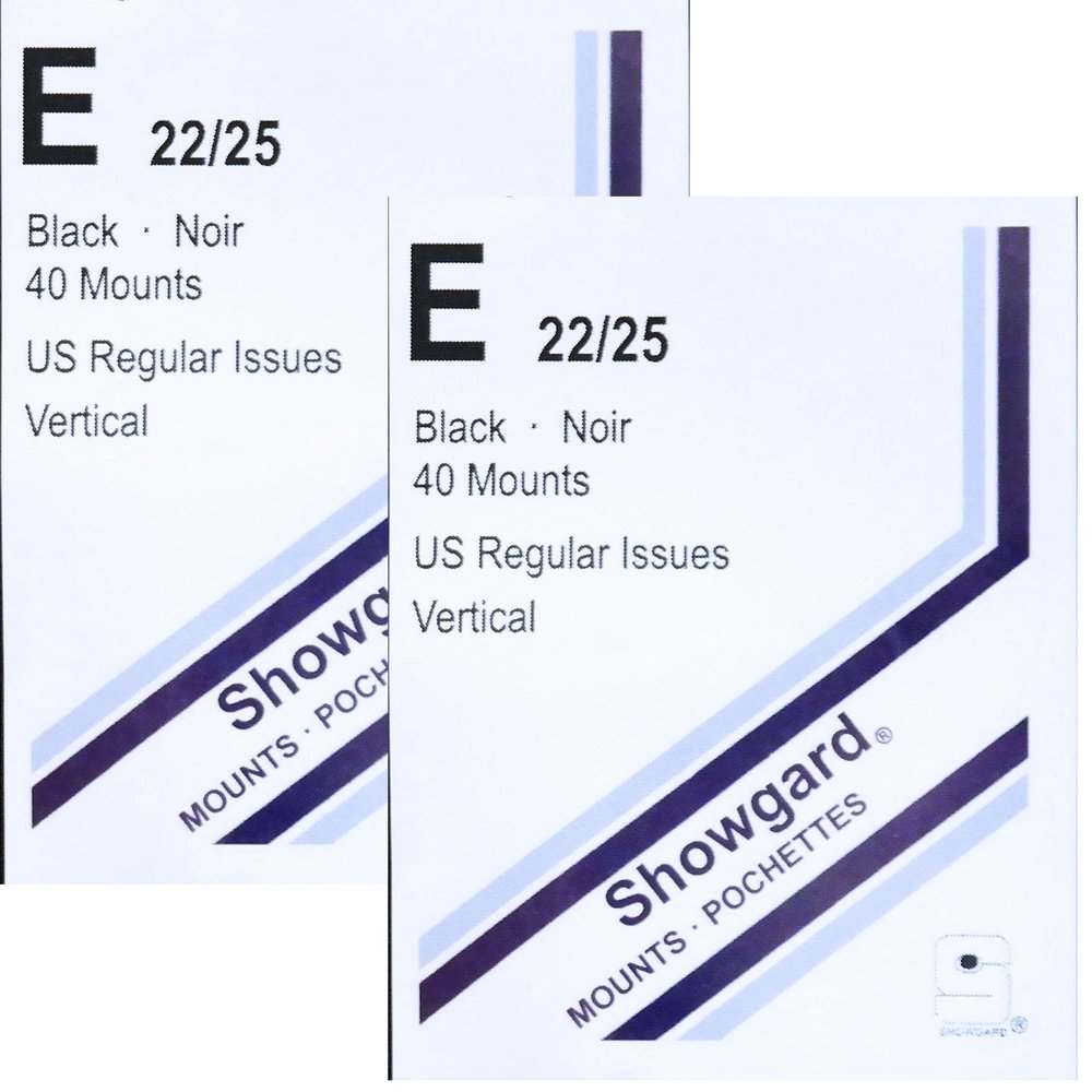 Showgard Stamp Mounts Black Background Precut Size E 22 x 25mm 80 Mounts