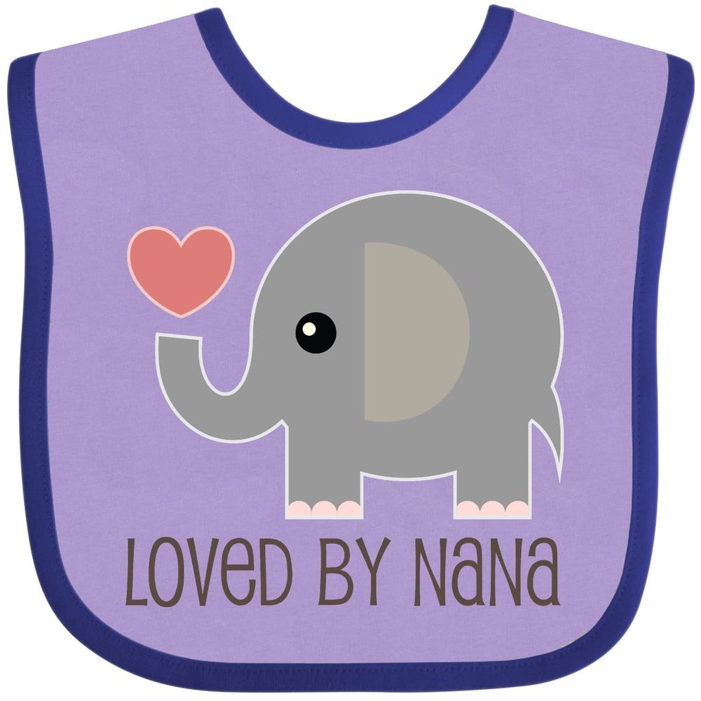 inktastic Loved By Nana Grandchild Elephant Baby Bib Lavender and Purple 18f4a