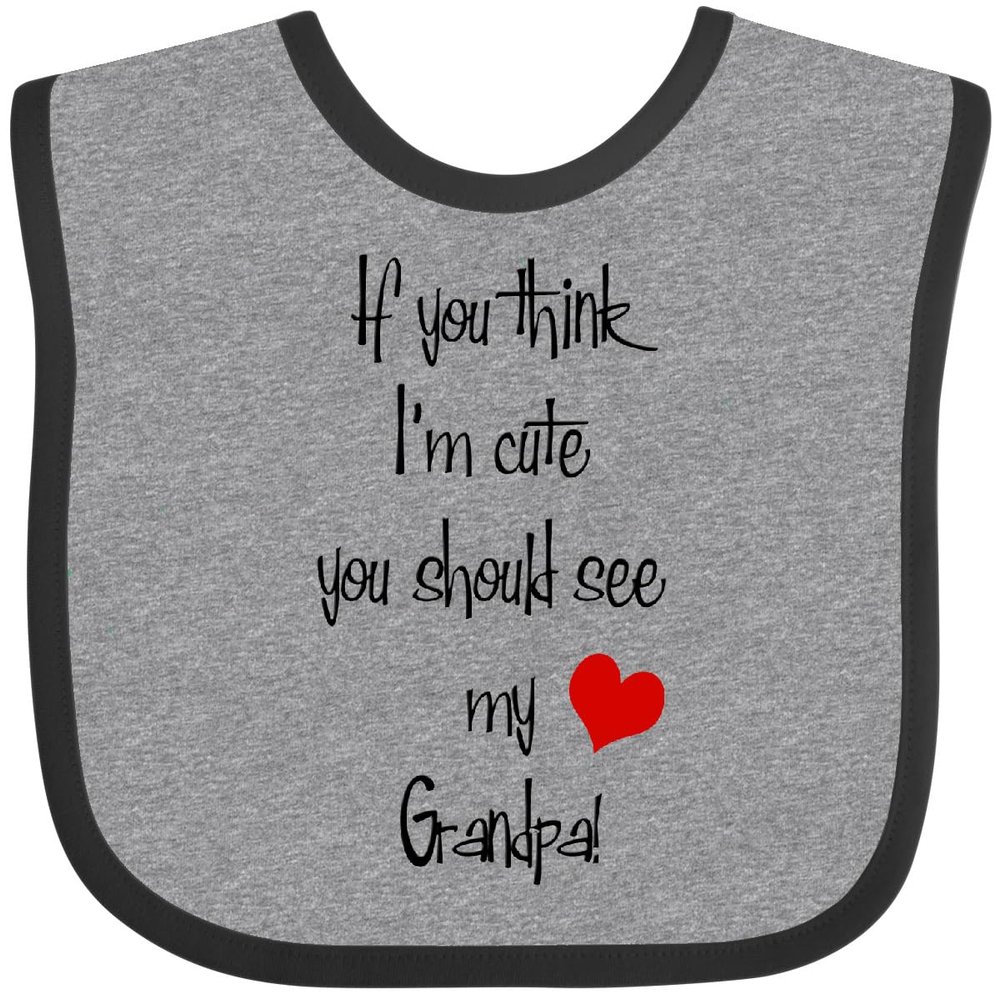 inktastic Cute Grandpa Baby Bib Heather and Black 2b01