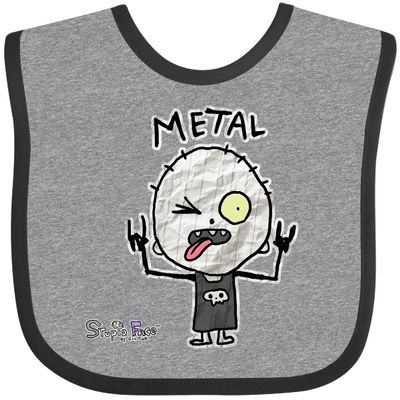 inktastic Metal Face Baby Bib Heather and Black - Gus Fink Studios 2ad0f