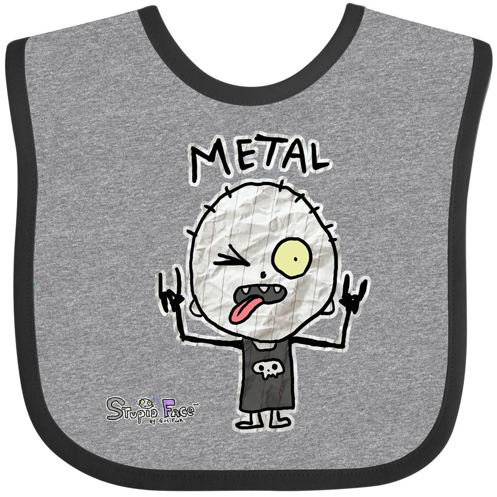 inktastic Metal Face Baby Bib Heather and Black - Gus Fink Studios 2ad0f
