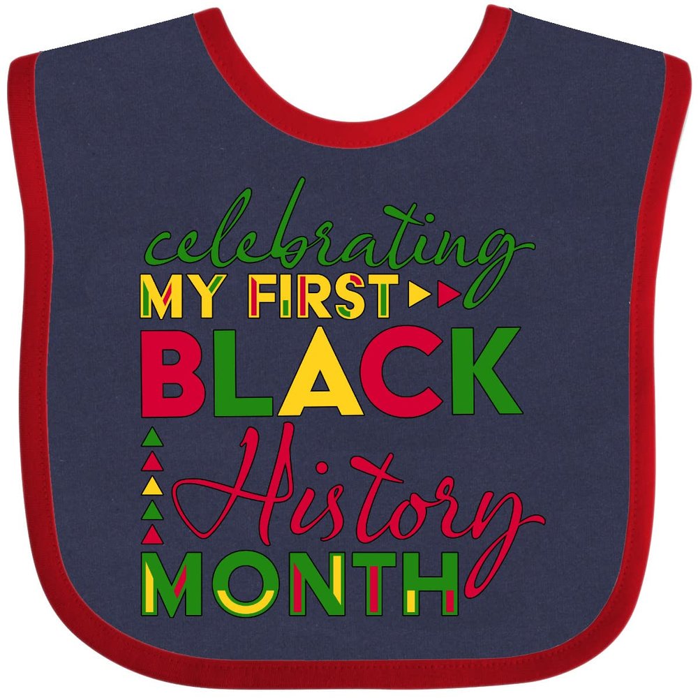 inktastic Celebrating My First Black History Month- for Kids Baby Bib Navy and Red 2e5fe