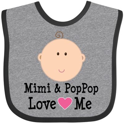 inktastic Mimi and PopPop Love Me Grandchild Baby Bib Heather and Black 2e742
