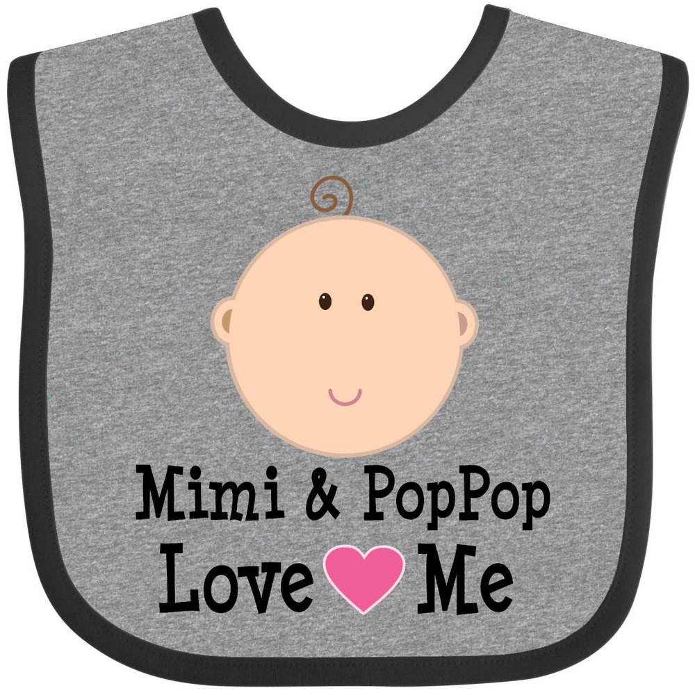 inktastic Mimi and PopPop Love Me Grandchild Baby Bib Heather and Black 2e742