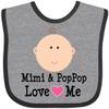 inktastic Mimi and PopPop Love Me Grandchild Baby Bib Heather and Black 2e742 view 1