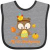 inktastic My First Thanksgiving Owl Baby Bib Heather and Black 275d5 view 1