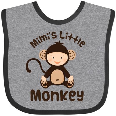 inktastic Mimi Little Monkey Grandchild Baby Bib Heather and Black 26ea1