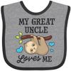 inktastic My Great Uncle Loves Me with Sloth and Hearts Baby Bib Heather and Black 2f254 view 1