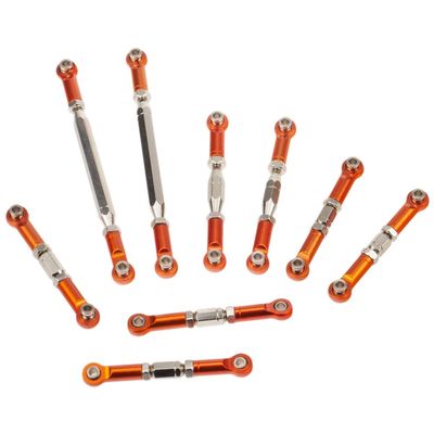 9PCS Wltoys 12428 Pull Rod Steering Servo Link Swing Arm Rear Upper Suspension Arm Tie Rod Length Adjustable for 1/12 Wltoys RC car 12423 FY03 Parts(Orange)