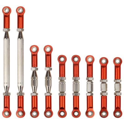 9PCS Wltoys 12428 Pull Rod Steering Servo Link Swing Arm Rear Upper Suspension Arm Tie Rod Length Adjustable for 1/12 Wltoys RC car 12423 FY03 Parts Cojoys (Red)