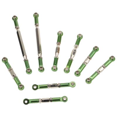 9PCS Wltoys 12428 Pull Rod Steering Servo Link Swing Arm Rear Upper Suspension Arm Tie Rod Length Adjustable for 1/12 Wltoys RC car 12423 FY03 Parts, Cojoys (Green)
