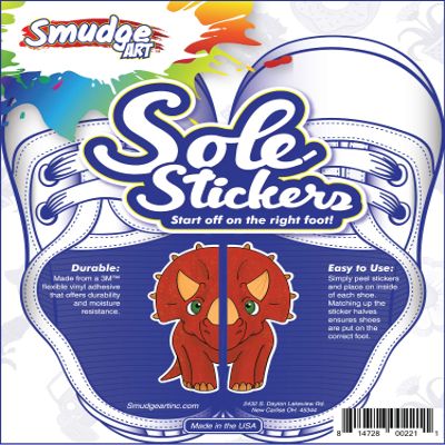 Set of 3 Sole Stickers Triceratops, Dino Egg, Truck