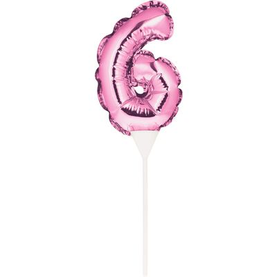 Rose Gold Number 6 Inflatable Mini Balloon Cake Topper - 1 Pc.