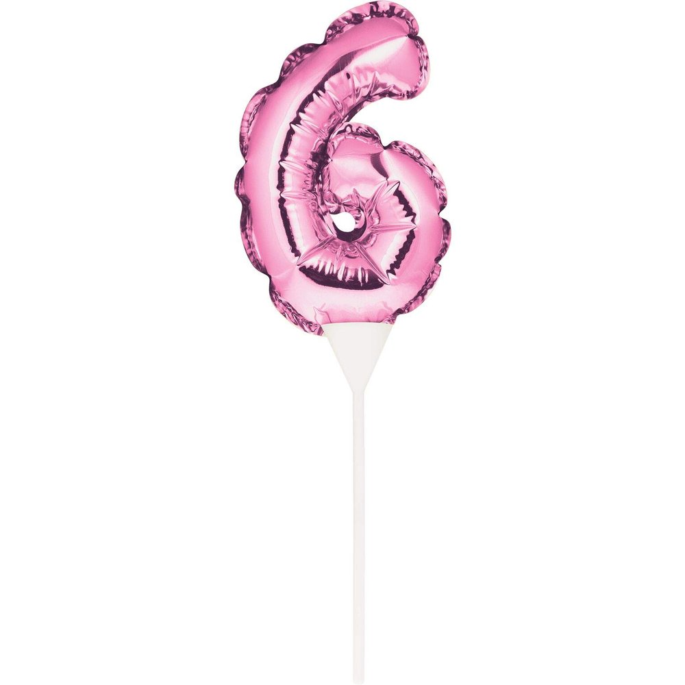 Rose Gold Number 6 Inflatable Mini Balloon Cake Topper - 1 Pc.