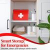 Flexzion First Aid Box Organizer Empty 13" Red Vintage First Aid Kit Tin Metal Medical Box - First Aid Storage Box Container Bins with Dividers, Removable Tray and White Cross Logo view 3