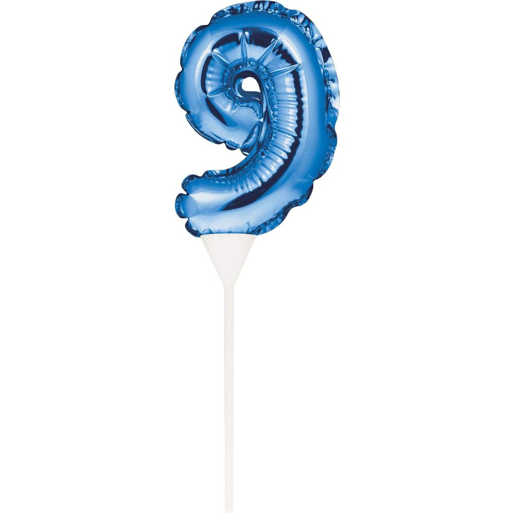 Blue Number 9 Inflatable Mini Balloon Cake Topper - 1 Pc.