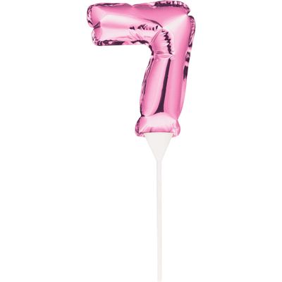 Rose Gold Number 7 Inflatable Mini Balloon Cake Topper - 1 Pc.