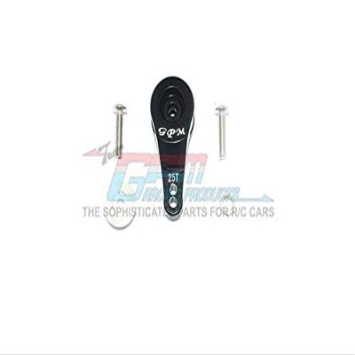 GPM For Traxxas TRX-4 Defender/Tactical Unit/Ford Upgrade Parts Aluminum 25T Servo Horn With Built-In Spring (2 Positioning Holes) - 1Pc Set Black
