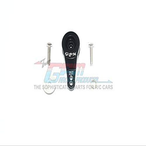 GPM For Traxxas TRX-4 Defender/Tactical Unit/Ford Upgrade Parts Aluminum 25T Servo Horn With Built-In Spring (2 Positioning Holes) - 1Pc Set Black