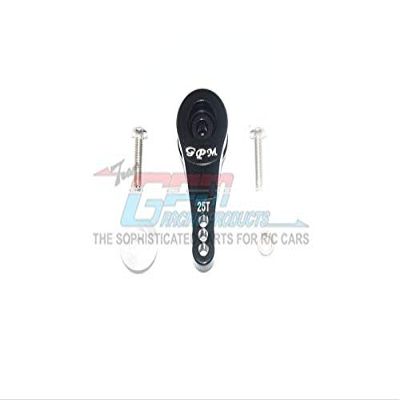 GPM For Traxxas TRX-4 Defender/Tactical Unit/Ford Upgrade Parts Aluminum 25T Servo Horn With Built-In Spring (3 Positioning Holes) - 1Pc Set Black