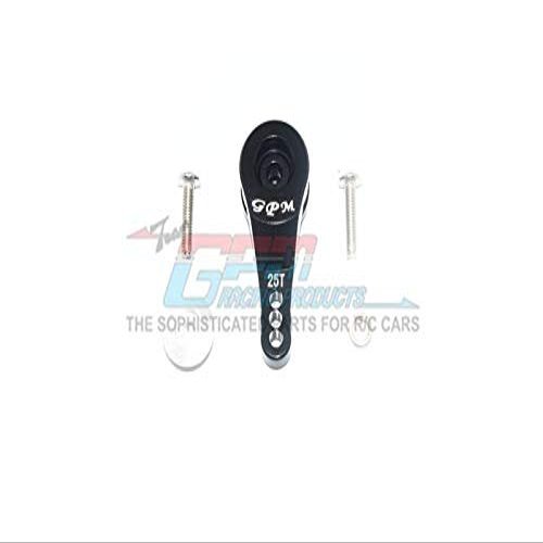 GPM For Traxxas TRX-4 Defender/Tactical Unit/Ford Upgrade Parts Aluminum 25T Servo Horn With Built-In Spring (3 Positioning Holes) - 1Pc Set Black