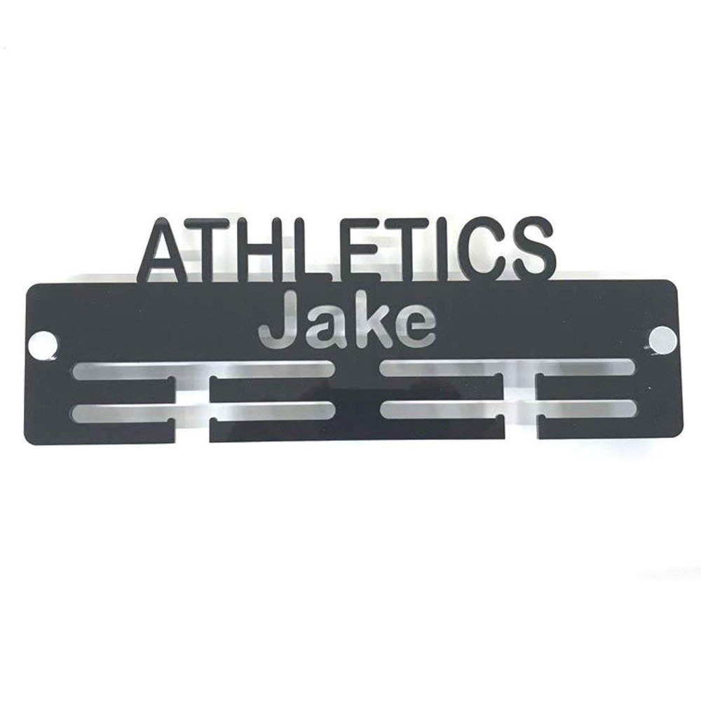Super Cool Creation Personalised"Athletics" Medal Hanger - Bright Blue