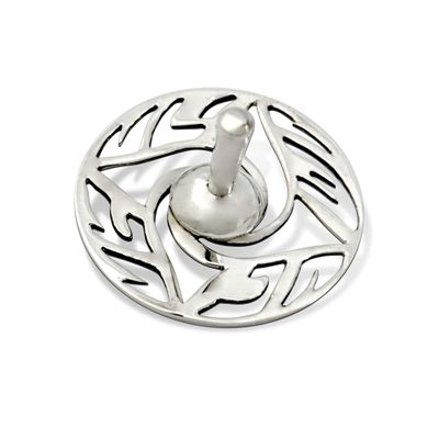 Sterling silver Modern dreidel with Hebrew letters Spinning Top Israel handmade Collector's