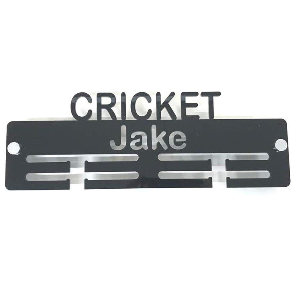 Super Cool Creation Personalised"Cricket" Medal Hanger - Green