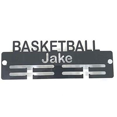 Super Cool Creation Personalised"Basketball" Medal Hanger - Bright Green