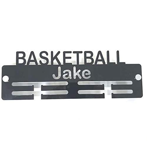 Super Cool Creation Personalised"Basketball" Medal Hanger - Bright Green