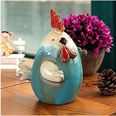 Amandaus 1Pcs 15x10x12CM Ceramic Chicken Coin Bank Currency Pot Cute Animal Money Box Creative Piggy Bank Christmas Children Gift Home Furnishing Ornament Ceramic Figurines Decoration
